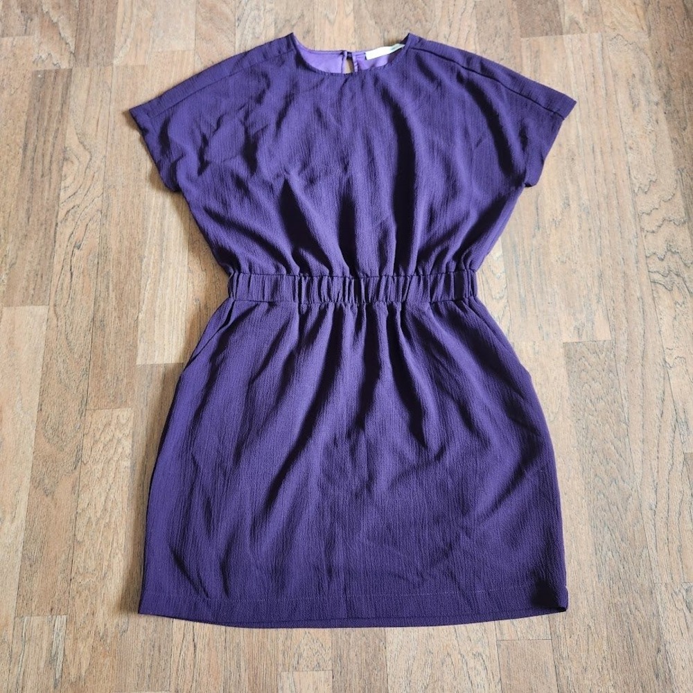 Caramela Purple Short Sleeve Elastic Waist Mini Dress CD7957-SK Small 554